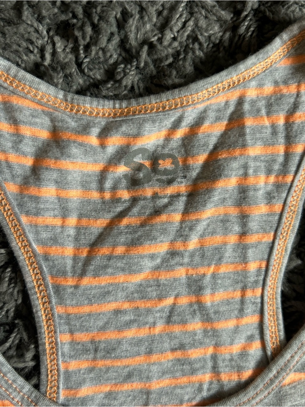 a new day Gray and Orange Striped Tank Top